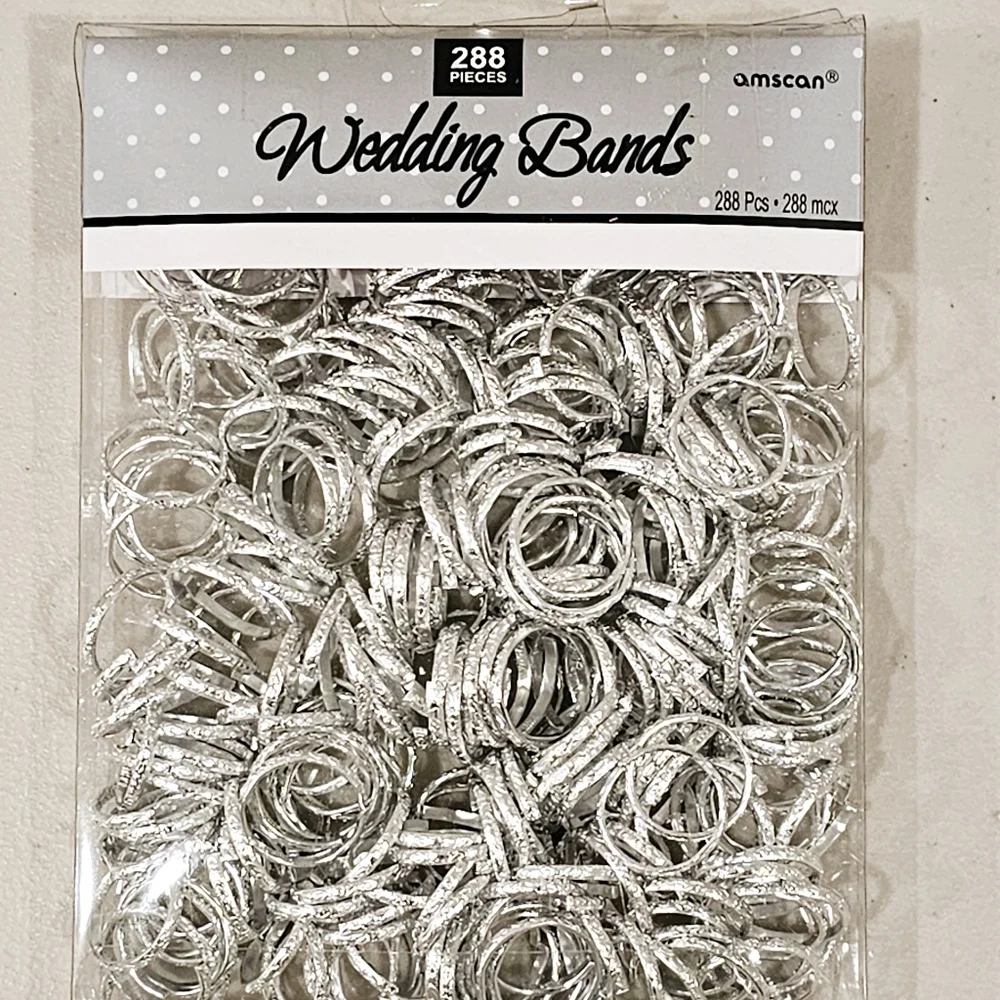 Amscan Silver Wedding Ring Bands 288 Pcs
